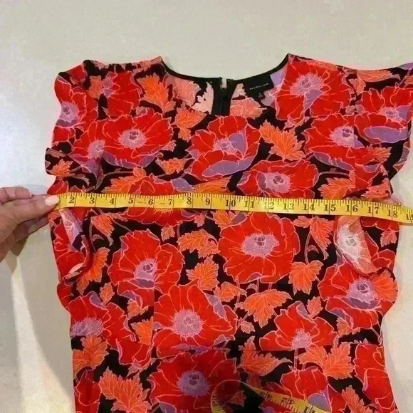 Who What Wear Red Floral Dress with Ruffle Sleeves Size Small - Picture 5 of 5